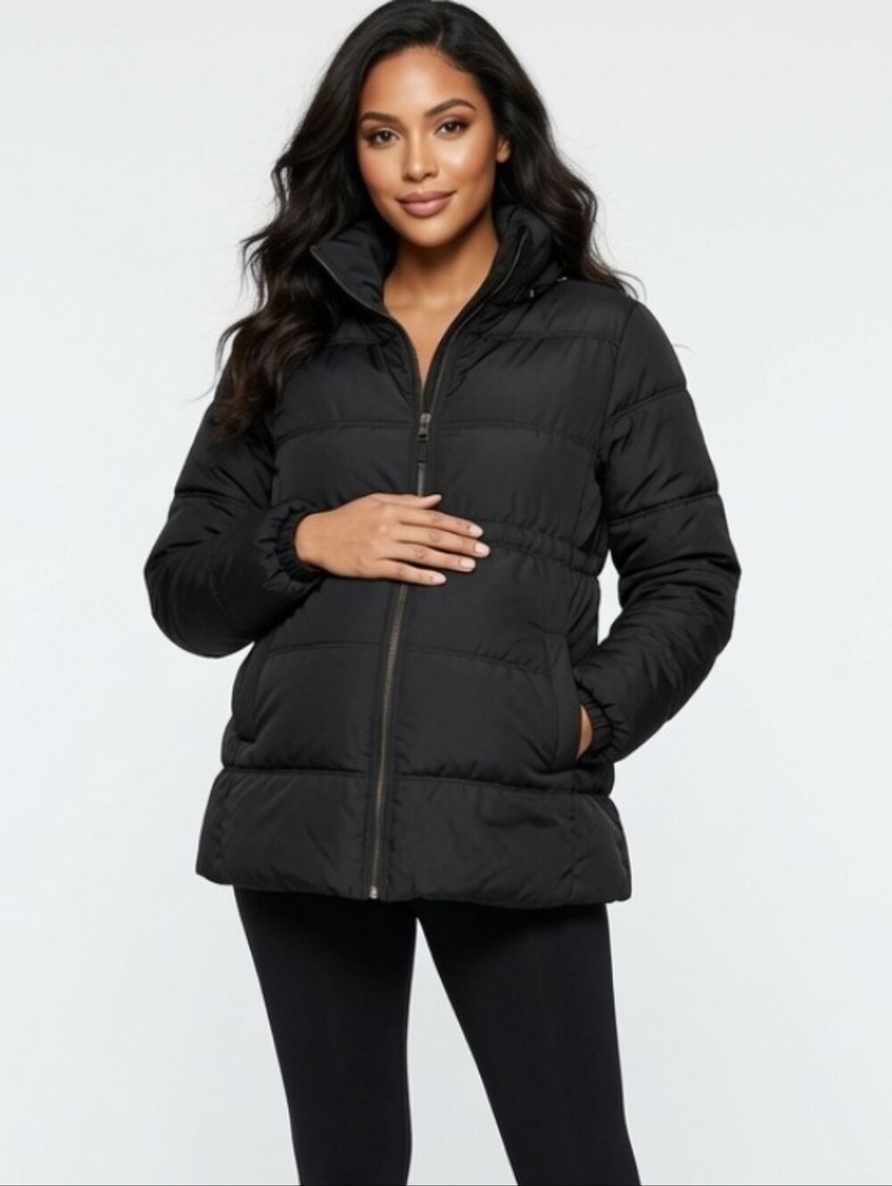 Maternity Women Old Navy Classic Black Puffer Quilted Jacket (Size:small)